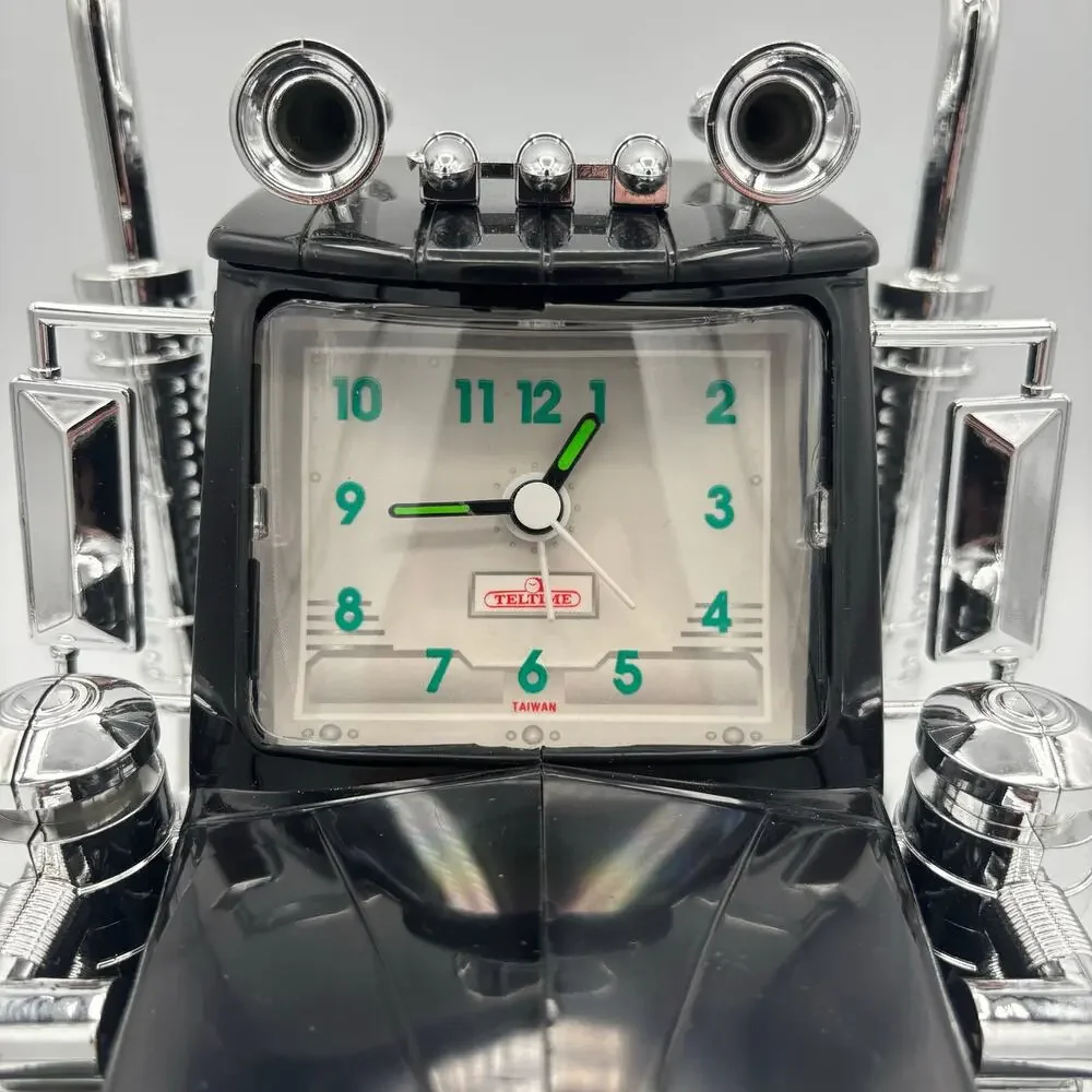 Vintage American Semi Truck Alarm Clock Black Desktop Clock w/ Original Box
